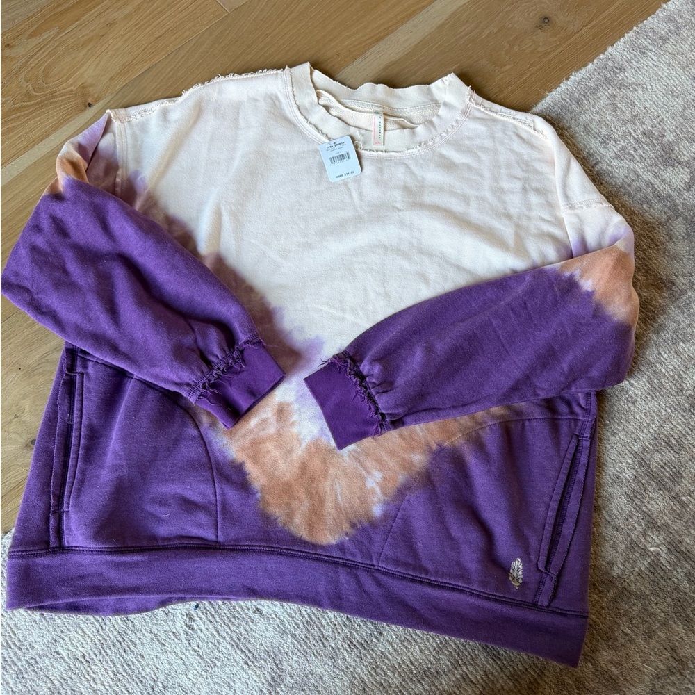 FP Movement by Free People Purple and Cream Tie-Dye Sweatshirt